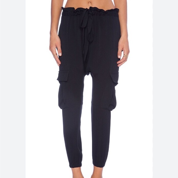 Ulla Johnson Army Pant Crepe Drop Rise Cargo Barrel Size 0 Color Noir